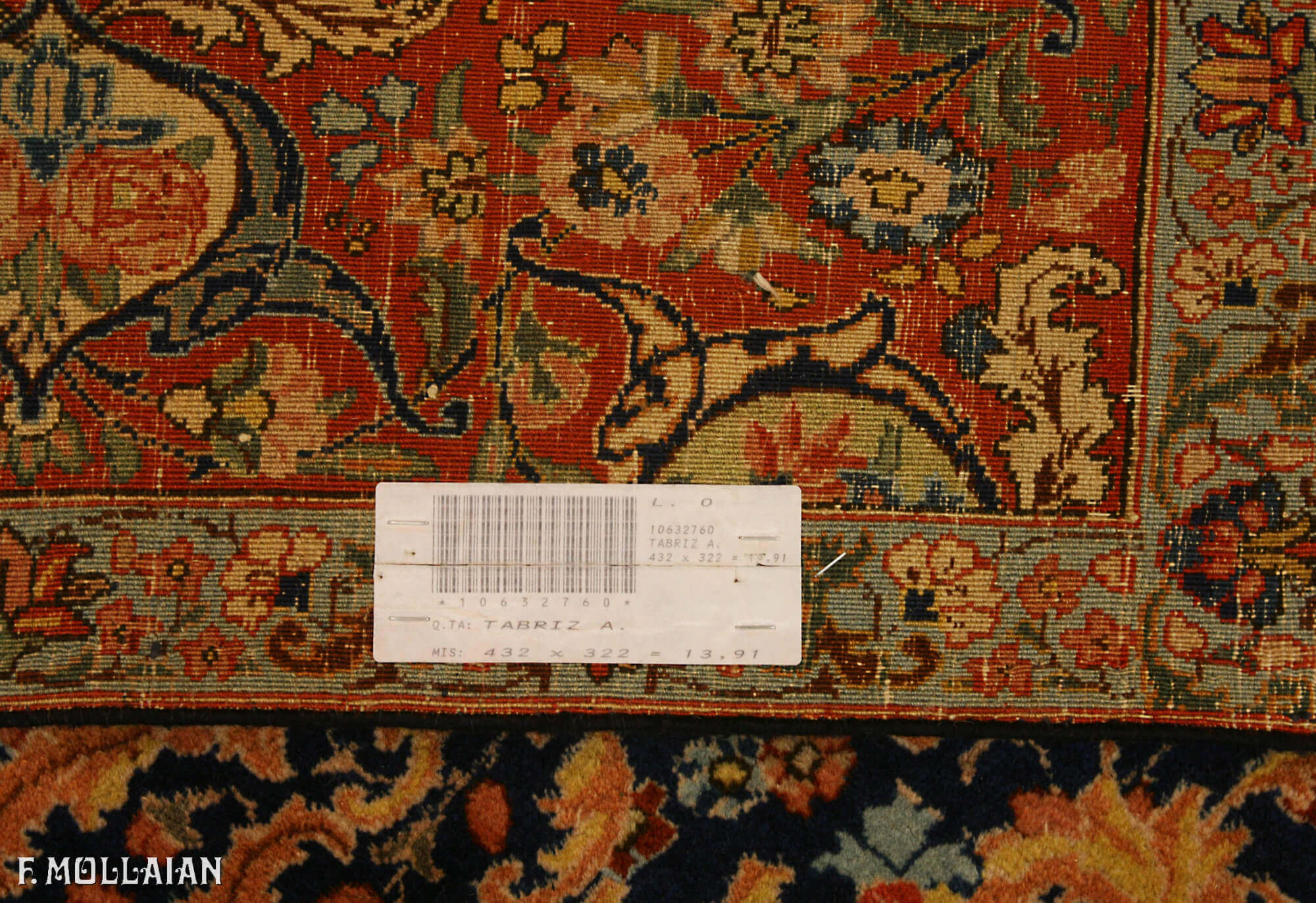 Antique Persian Tabriz Carpet (432x322 cm)